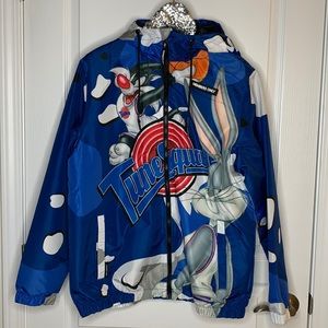 🔅Space Jam x Members Only Windbreaker Mens Medium Navy Bugs Bunny Taz Sylvester